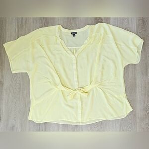 2XL a.n.a Yellow Striped Button-Up Blouse
